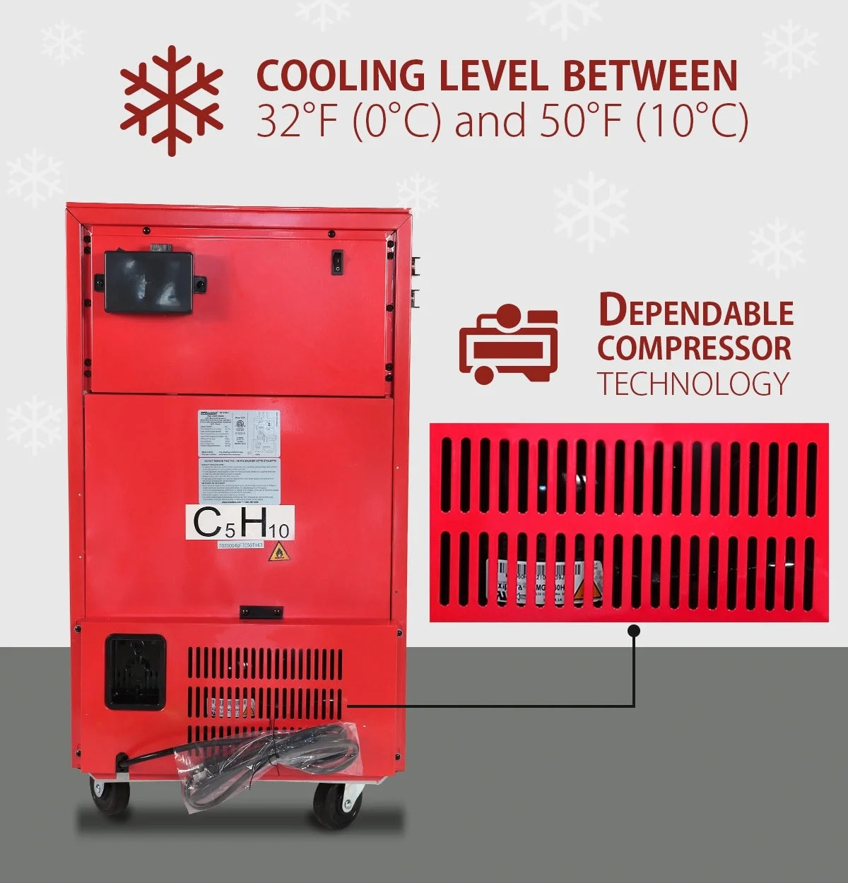 Red Compact Fridge with Built-in Tool Storage E454206