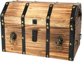 Large Wooden Lockable Trunk with Lion Rings W874543