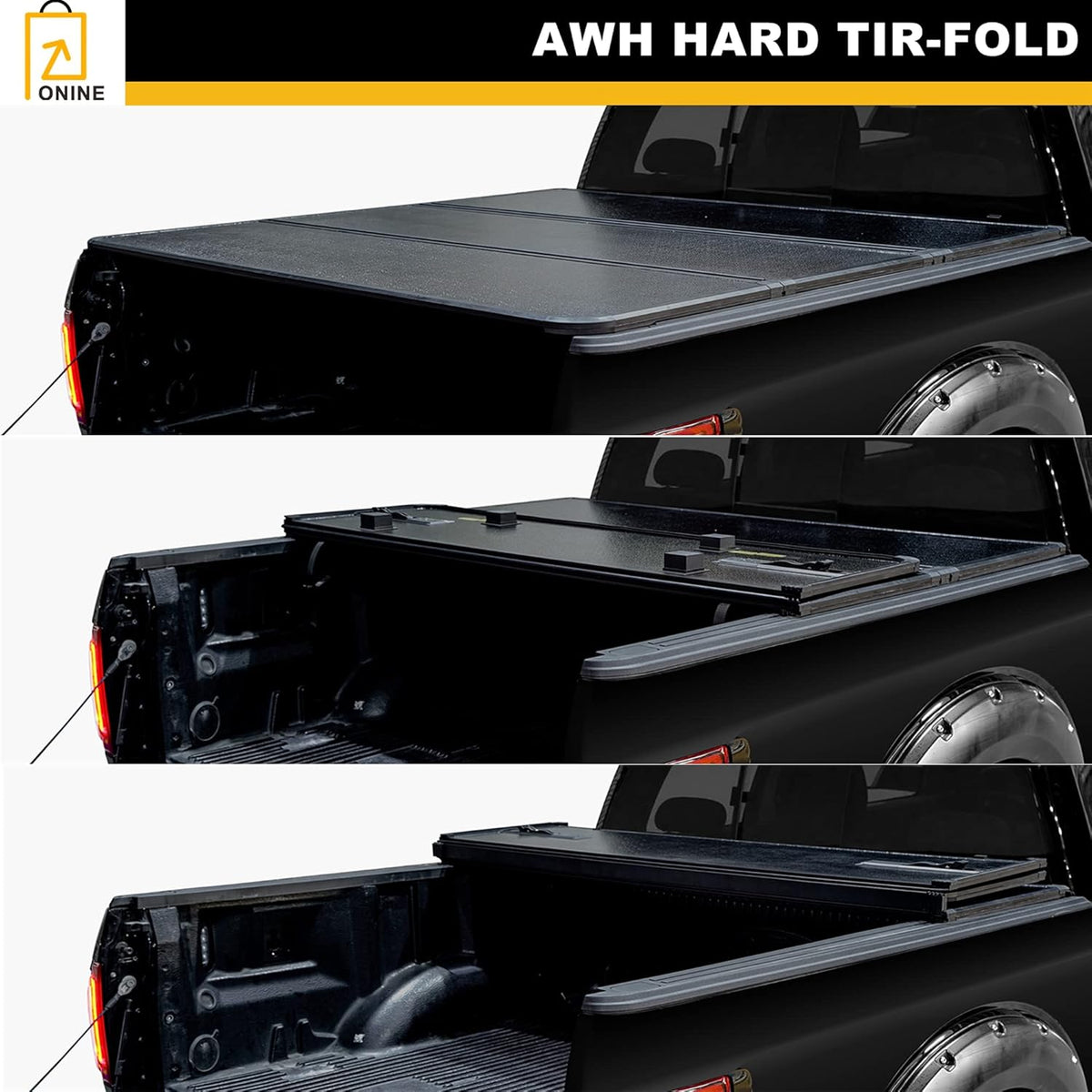 Hard Tri-Fold Truck Bed Tonneau Cover for 2020-2022 Jeep Gladiator JT 5ft Bed R669227