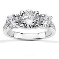 Three Stone Diamond Engagement Ring 14K White Gold G61490