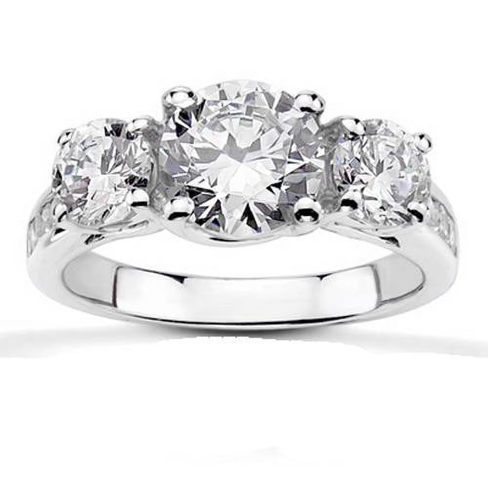 Three Stone Diamond Engagement Ring 14K White Gold G61490