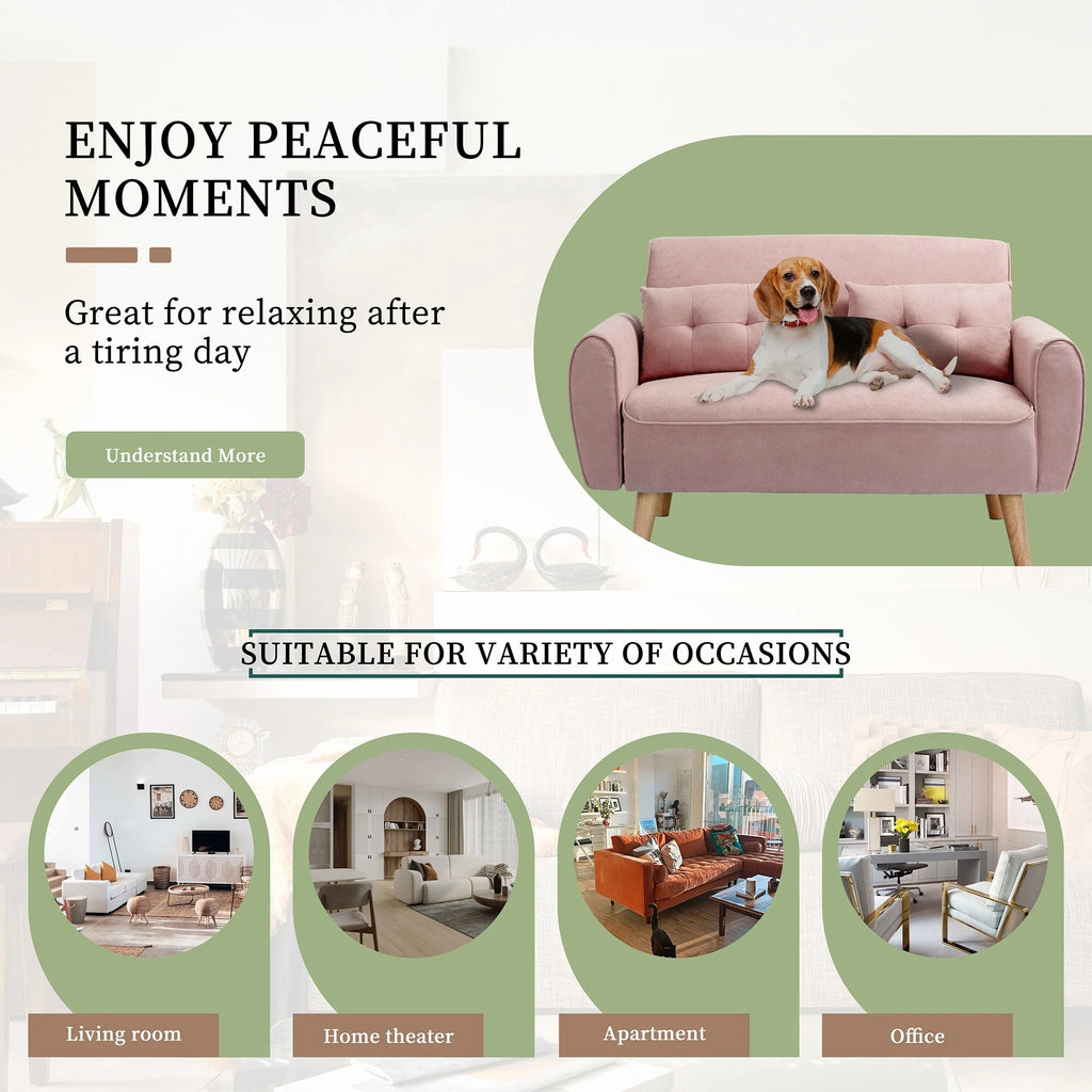 47" Small Modern Pink Loveseat Sofa O9867