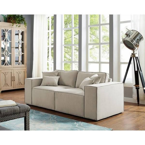 Beige Linen Loveseat V2853