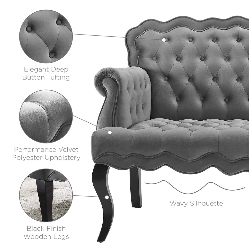 Grey Velvet Loveseat Sofa O3536