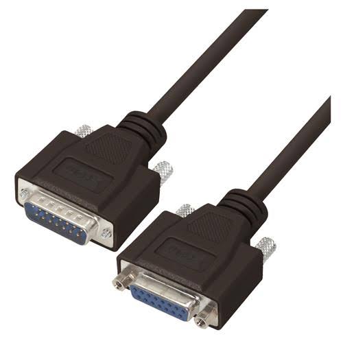 Black D-Sub Cable, DB15 Male / Female, 15.0 ft K961