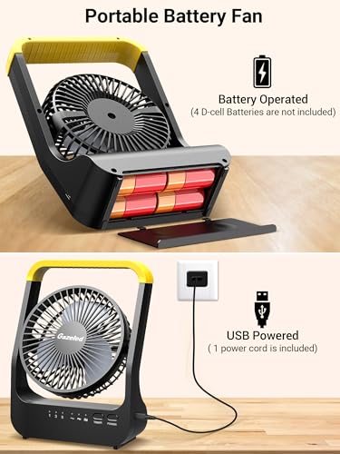 Battery Operated Portable Desk Fan with Timer, 3 Speeds, Blue H182
