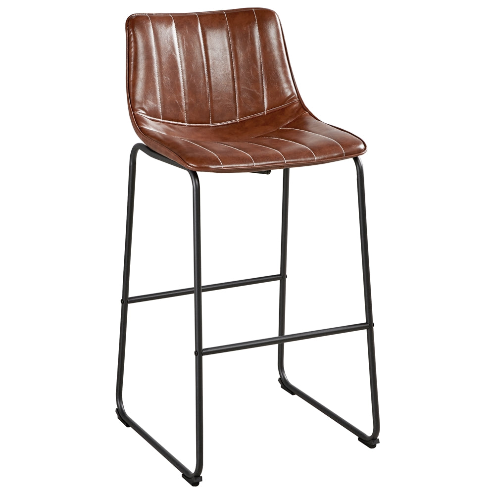 Brown PU Leather Bar Stool with Backrest, Set of 4 G181
