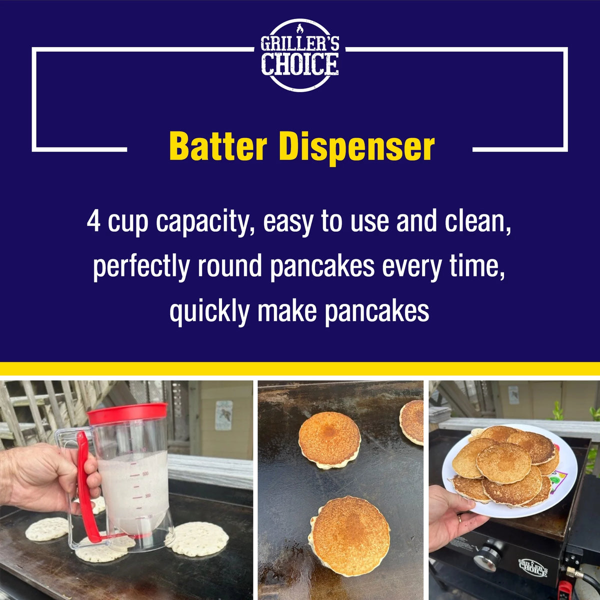 Pancake Batter Dispenser, Bacon Press, Egg Rings Breakfast Set M39746