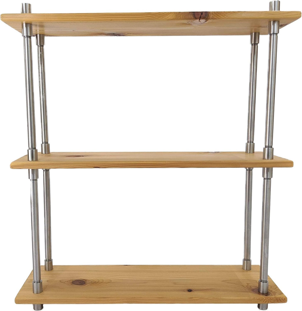 Solid Cedar Wood Stainless Steel Metal Bookcase 24 Inch Wide S573707