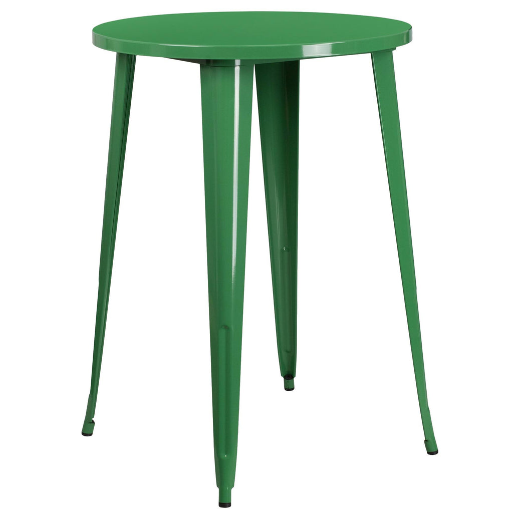 Round Green Metal Bar Table Set with 2 Stools W9918