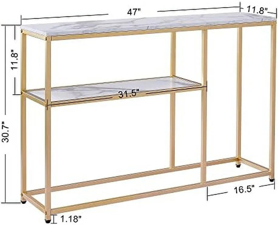 Narrow White Marble Console Table 47 inch M185