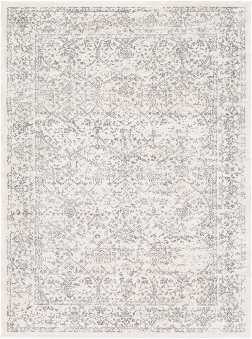 7x9 Gray Ivory Traditional Area Rug S69724