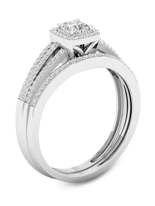 1/2Ct TDW Diamond 10k White Gold Bridal Set J53816