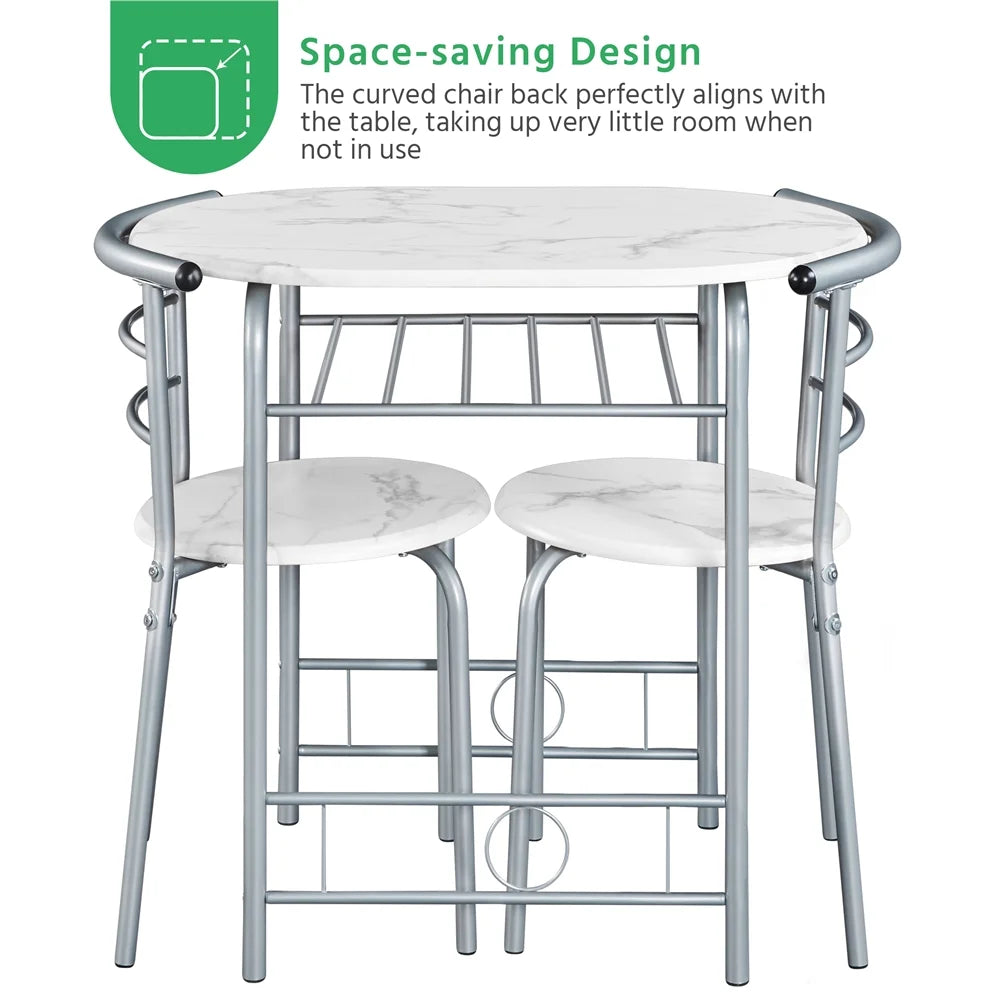 3 Piece Round Dining Table Set with Steel Legs R77550