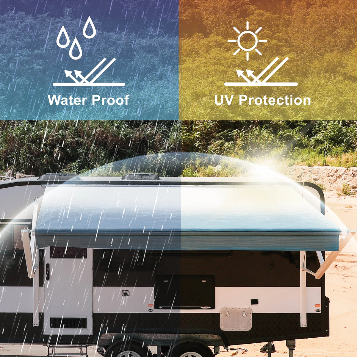 Retractable Motorized 20'X8' RV Patio Canopy Awning Black O9711
