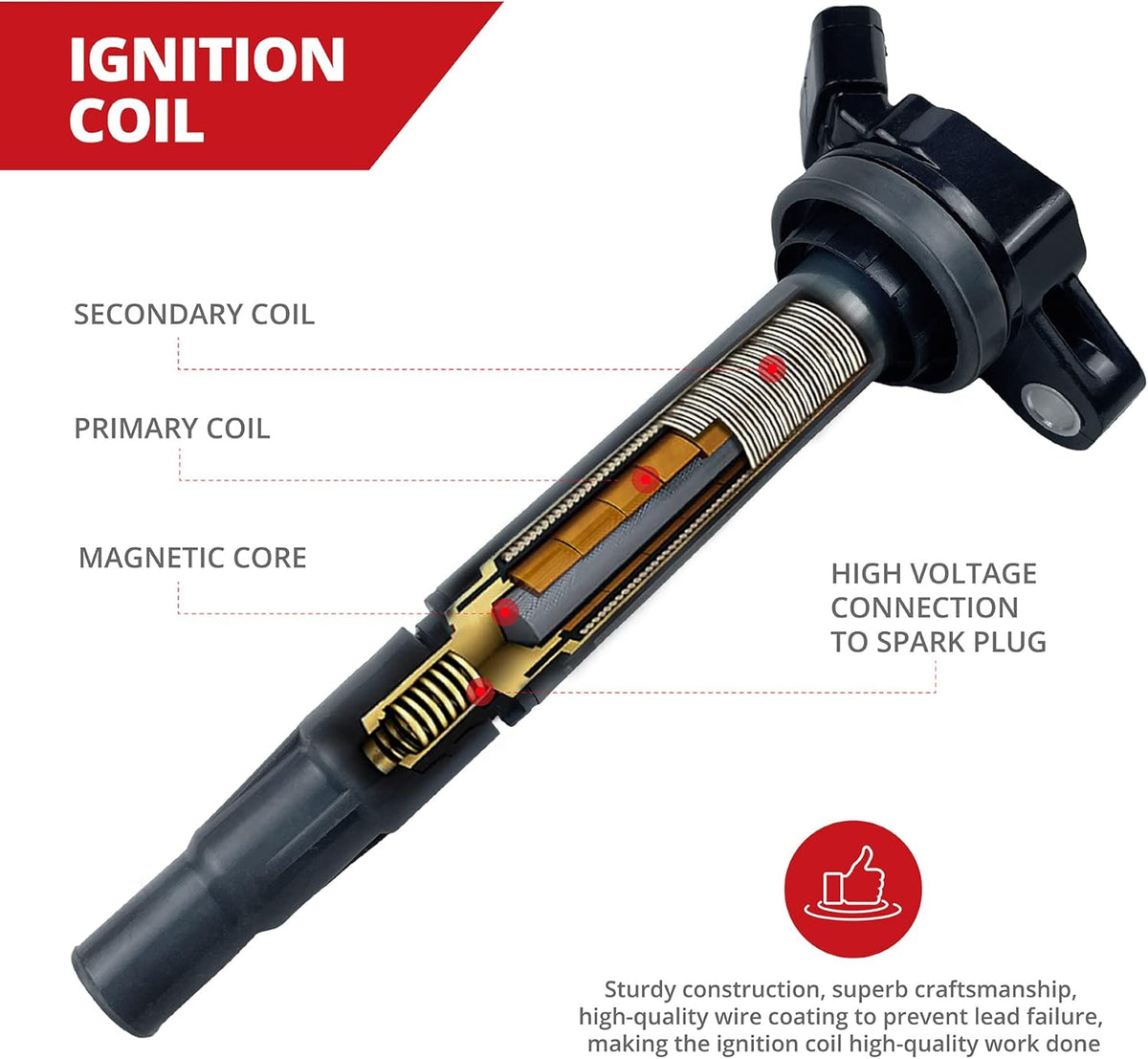 Set of 4 Ignition Coil for Toyota Corolla iM Matrix Prius Plug-In V, Lexus CT200h, Pontiac Vibe, Scion iM xD W488929