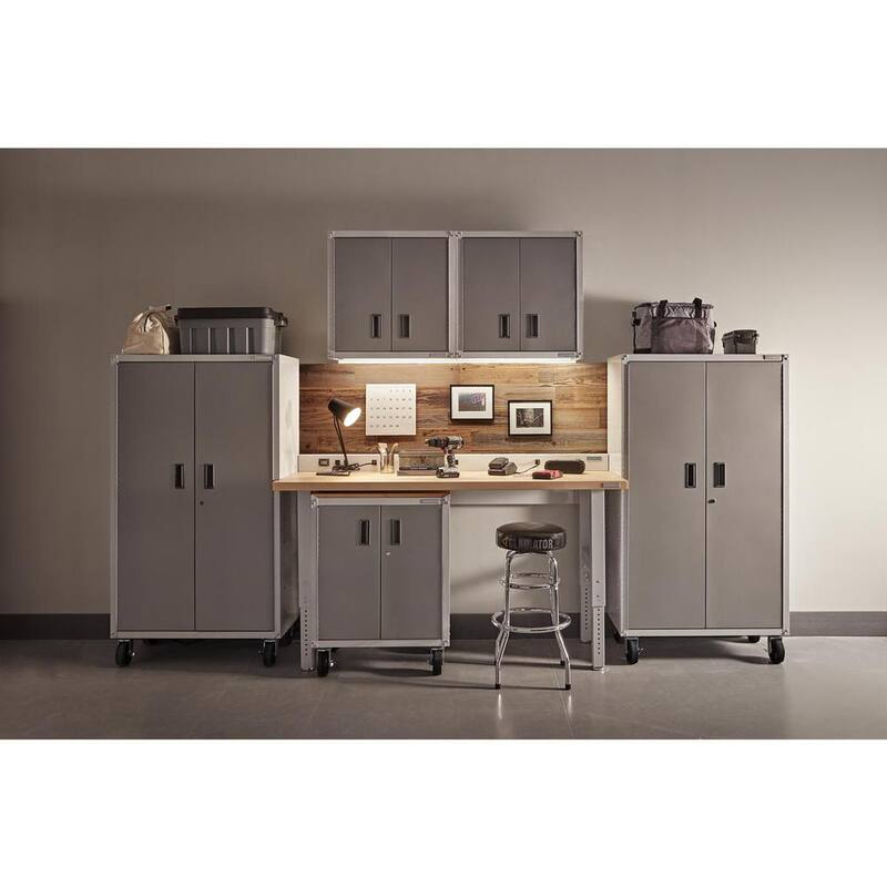 Steel Freestanding Garage Cabinet in Gray Slate O60006