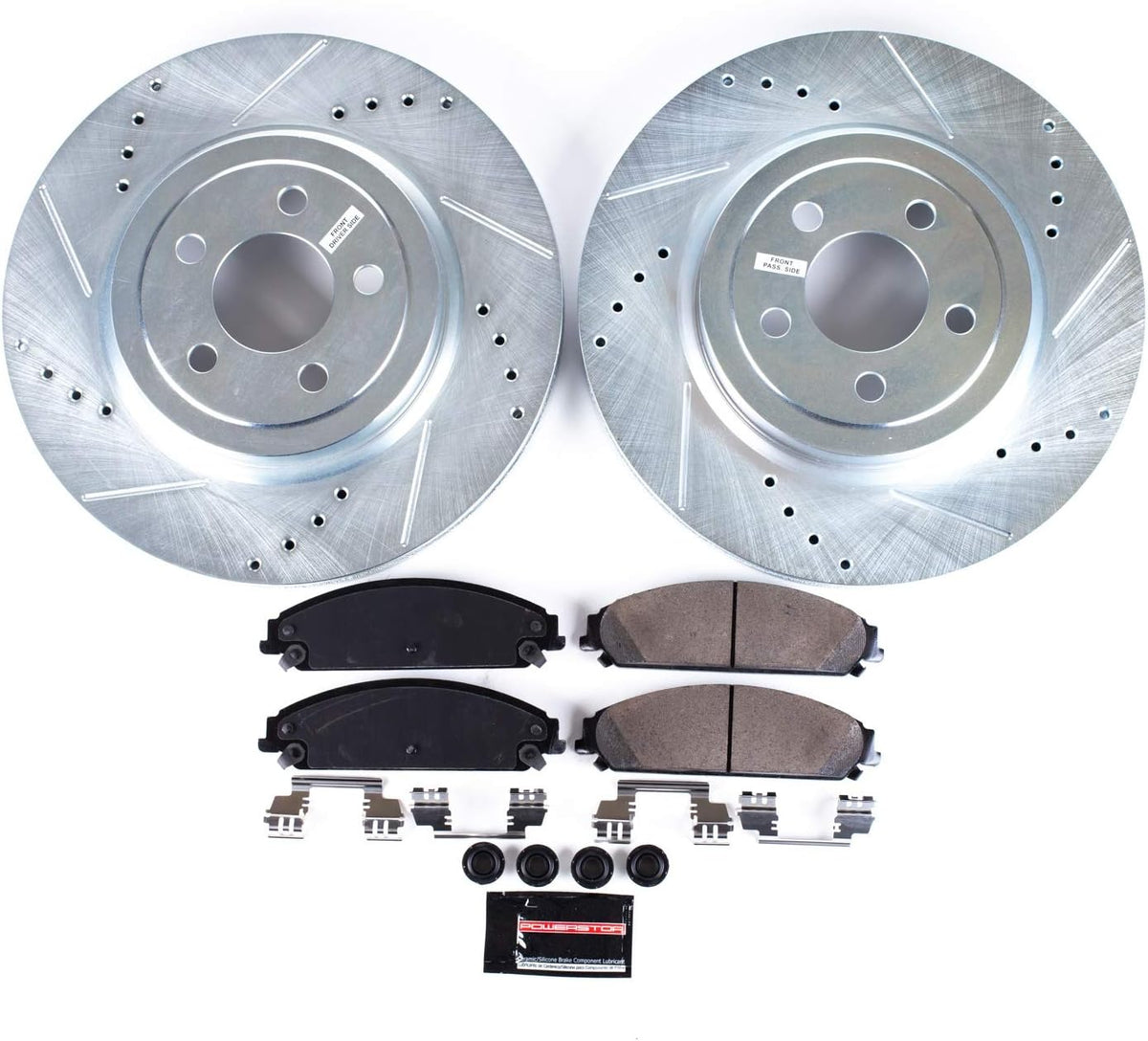 Front Z23 Carbon Fiber Brake Pads with Drilled & Slotted Brake Rotors Kit B9036