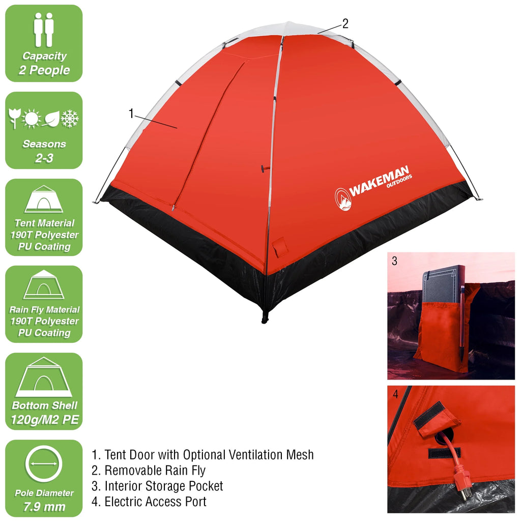 2-Person Water Resistant Dome Tent with Carry Bag N2432