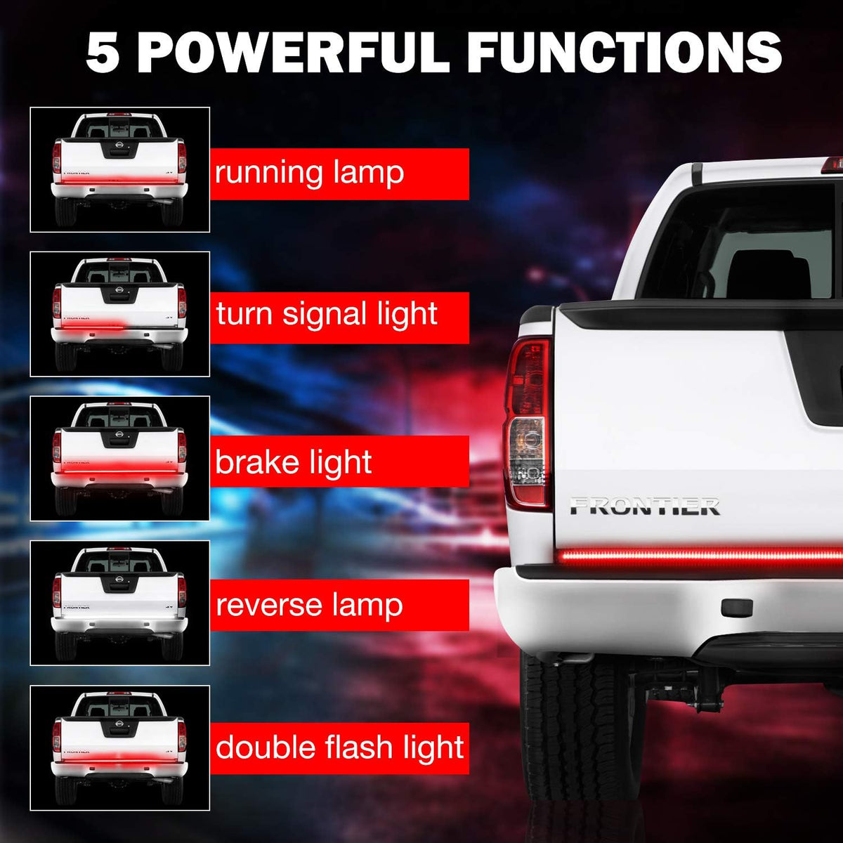 60 Inch Quad Row LED Truck Bed Light Strip, Red Brake/Running, Pack of 2 K4051