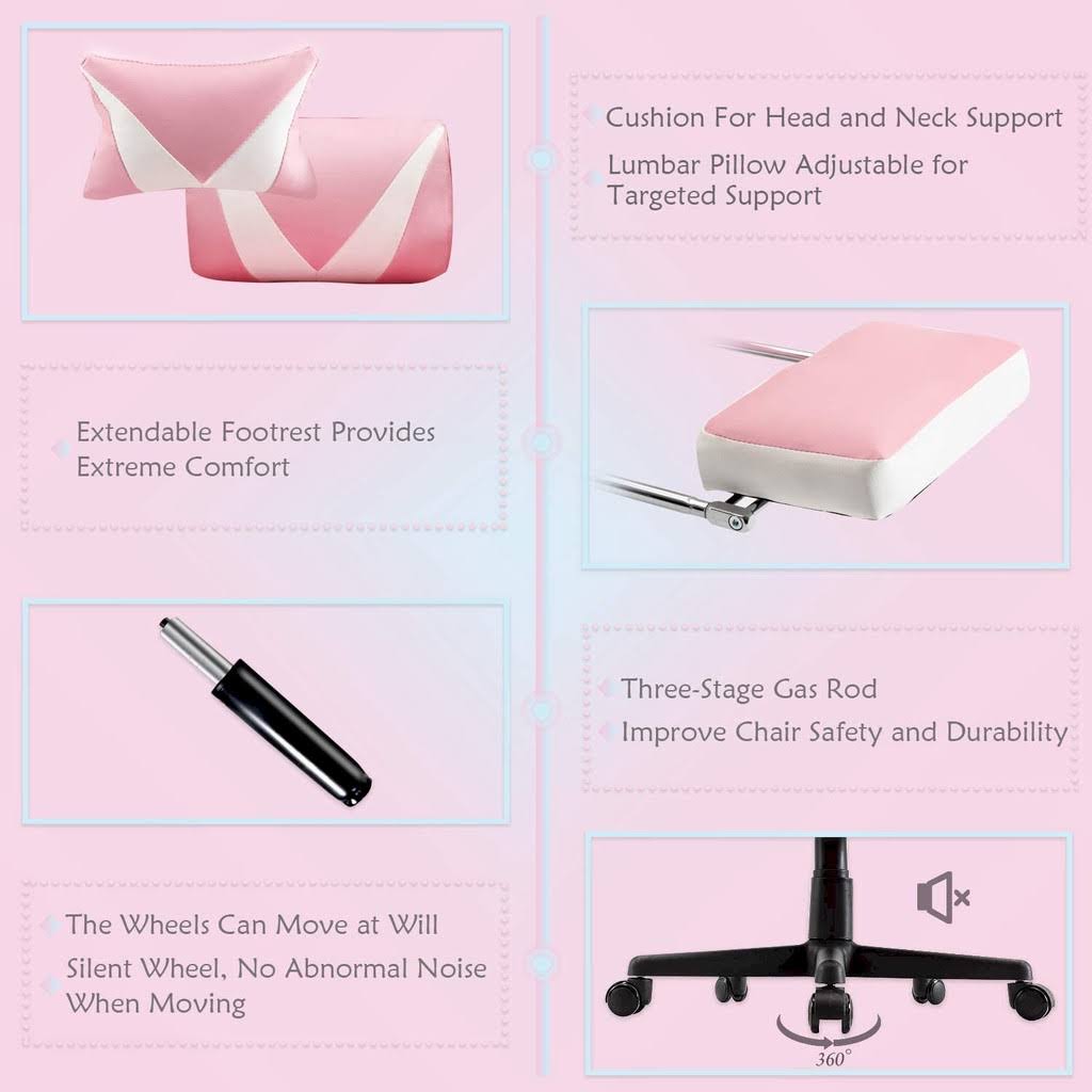 Pink Music Gaming Chair with Bluetooth Speakers K996
