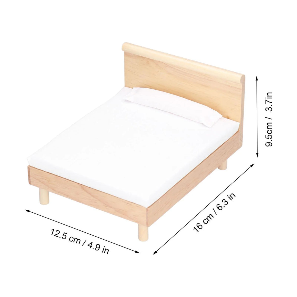 Wooden Double Bed for Dollhouse Decoration B55094