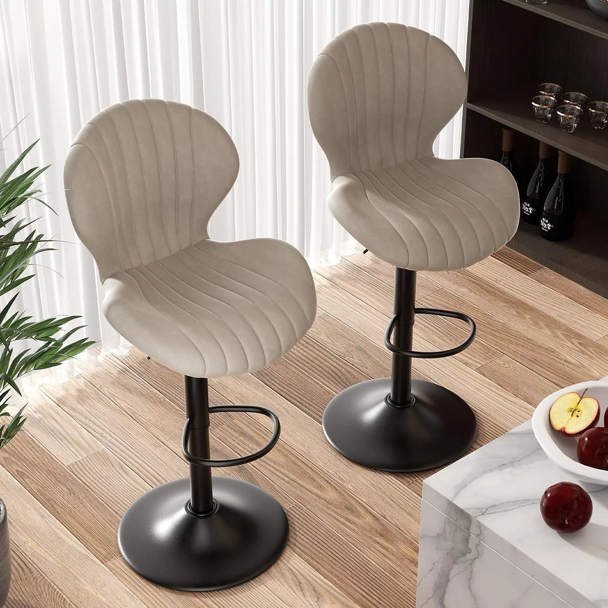 Swivel Bar Stools with High Backrest Set of 2 Q3386