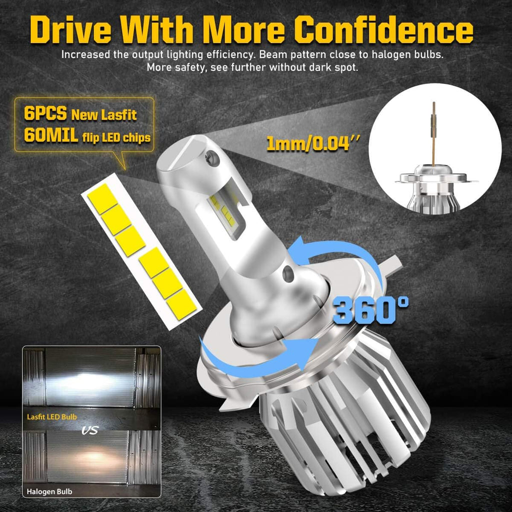 H4 9003 HB2 LED Bulbs 6000K Cool White Pack of 2 O593