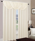 5 Piece Off White Woven Textured Curtain Set G1405