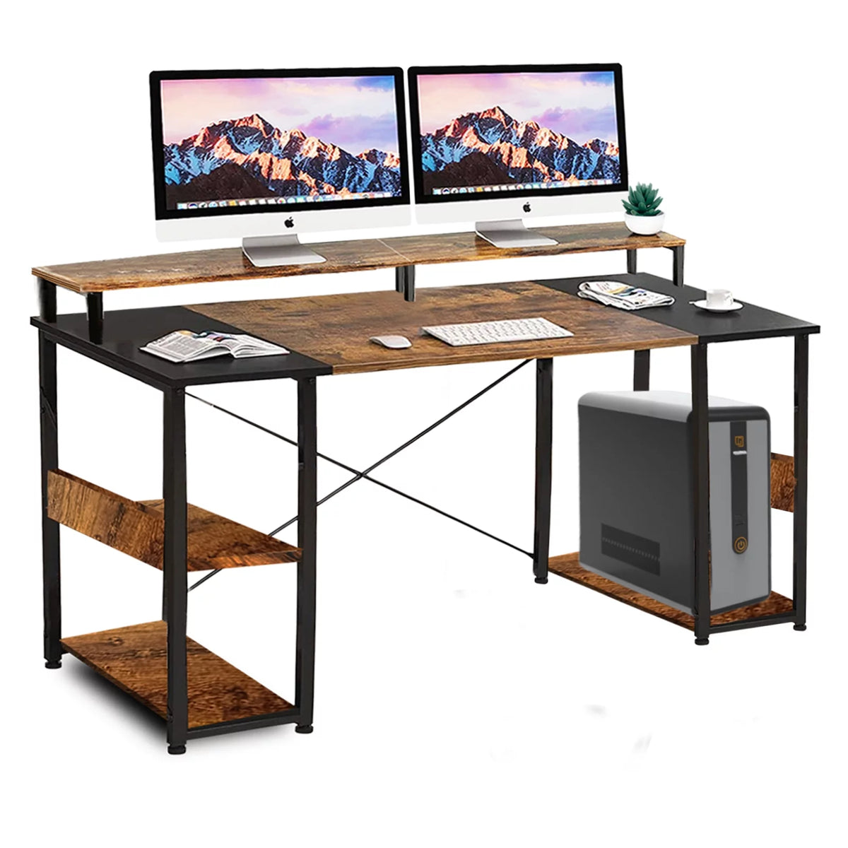 Computer Desk with Monitor Stand & Shelves Z547