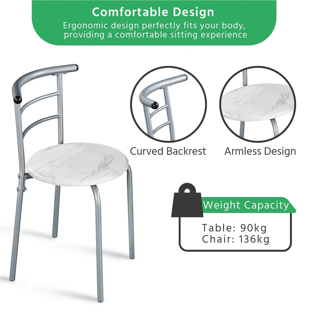 3 Piece Round Dining Table Set with Steel Legs R77550