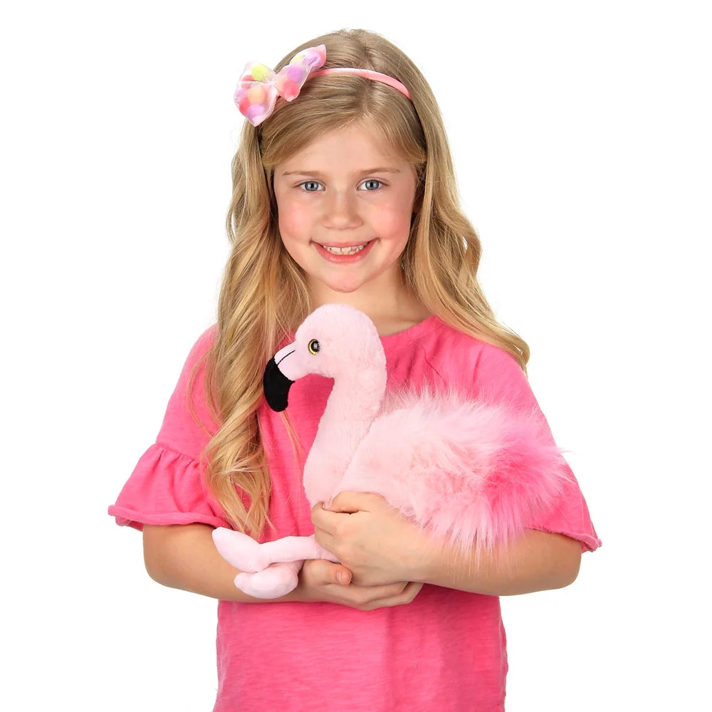 Pink Plush Faux Fur Flamingo Stuffed Animal, 8.5 inches V644