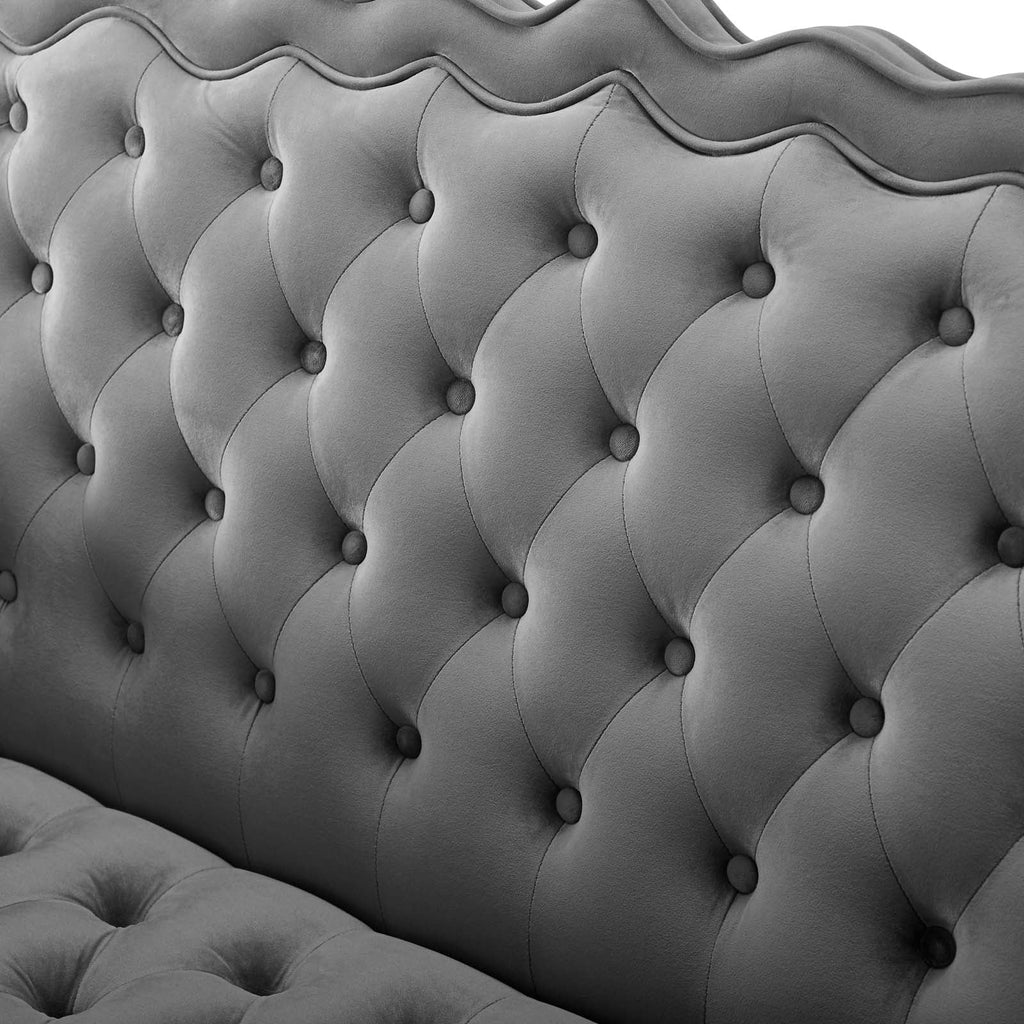 Grey Velvet Loveseat Sofa O3536