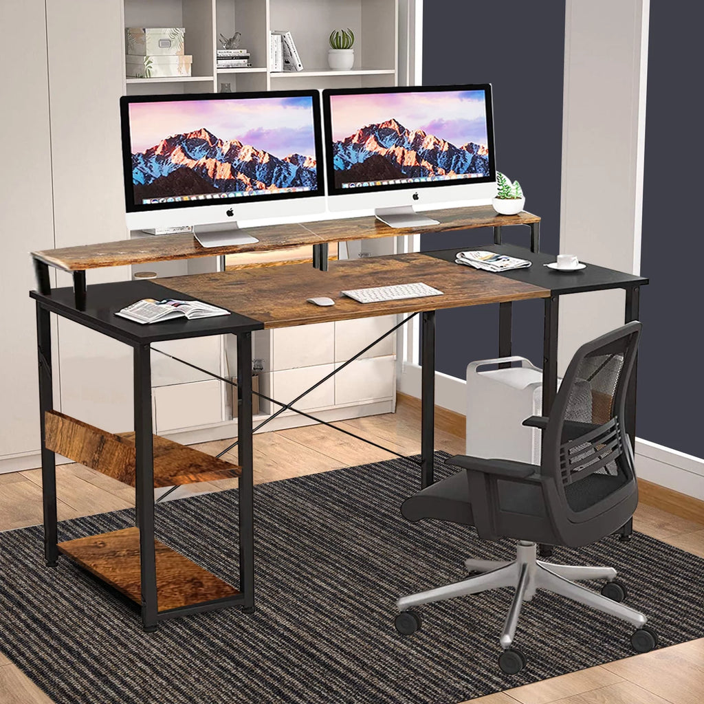 Computer Desk with Monitor Stand & Shelves Z547