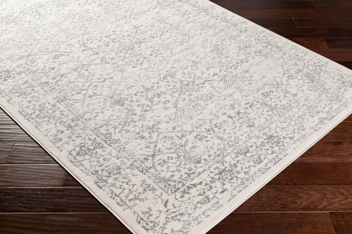 7x9 Gray Ivory Traditional Area Rug S69724
