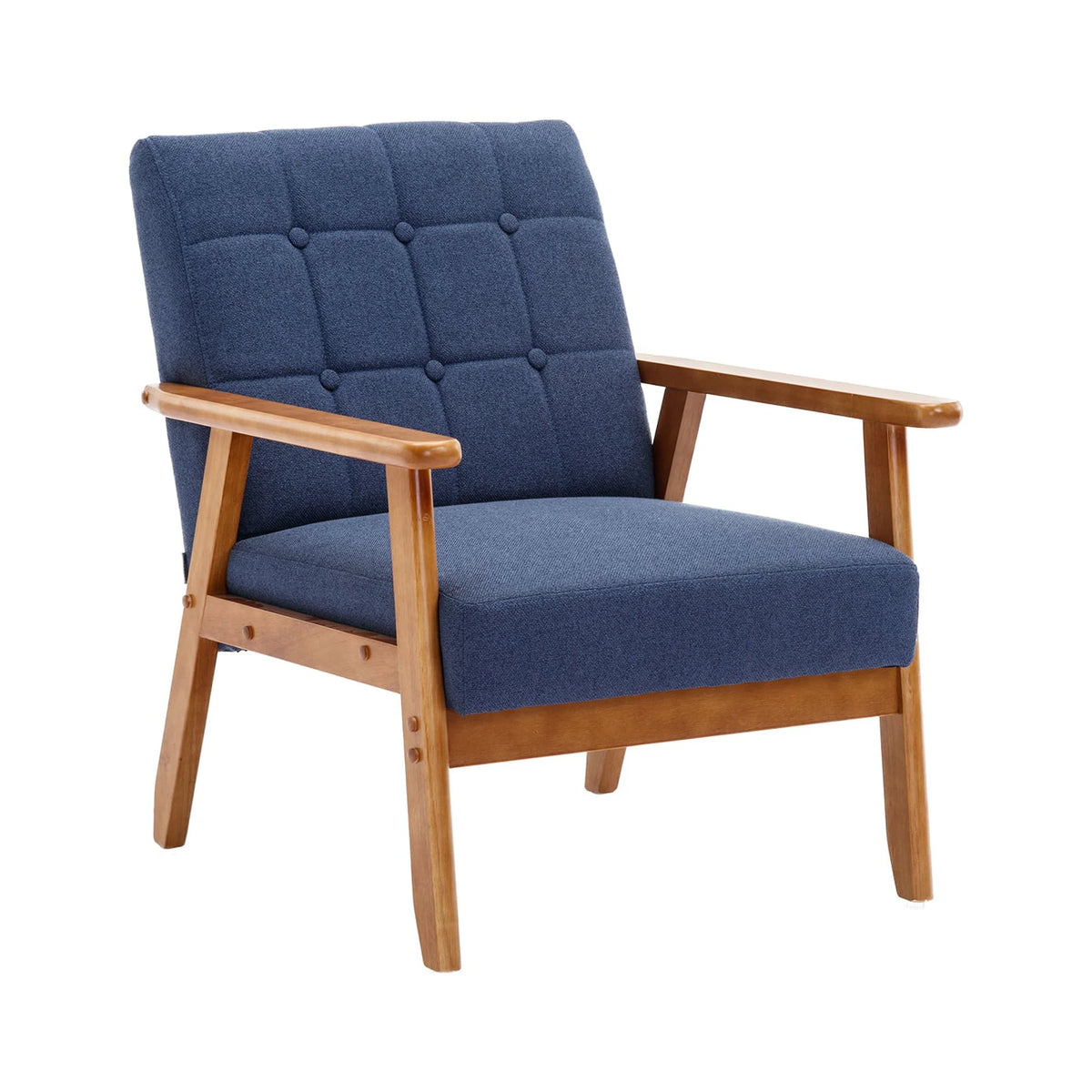 Accent Chairs Set of 2 with Side Table, Wood and Fabric Armchairs B986