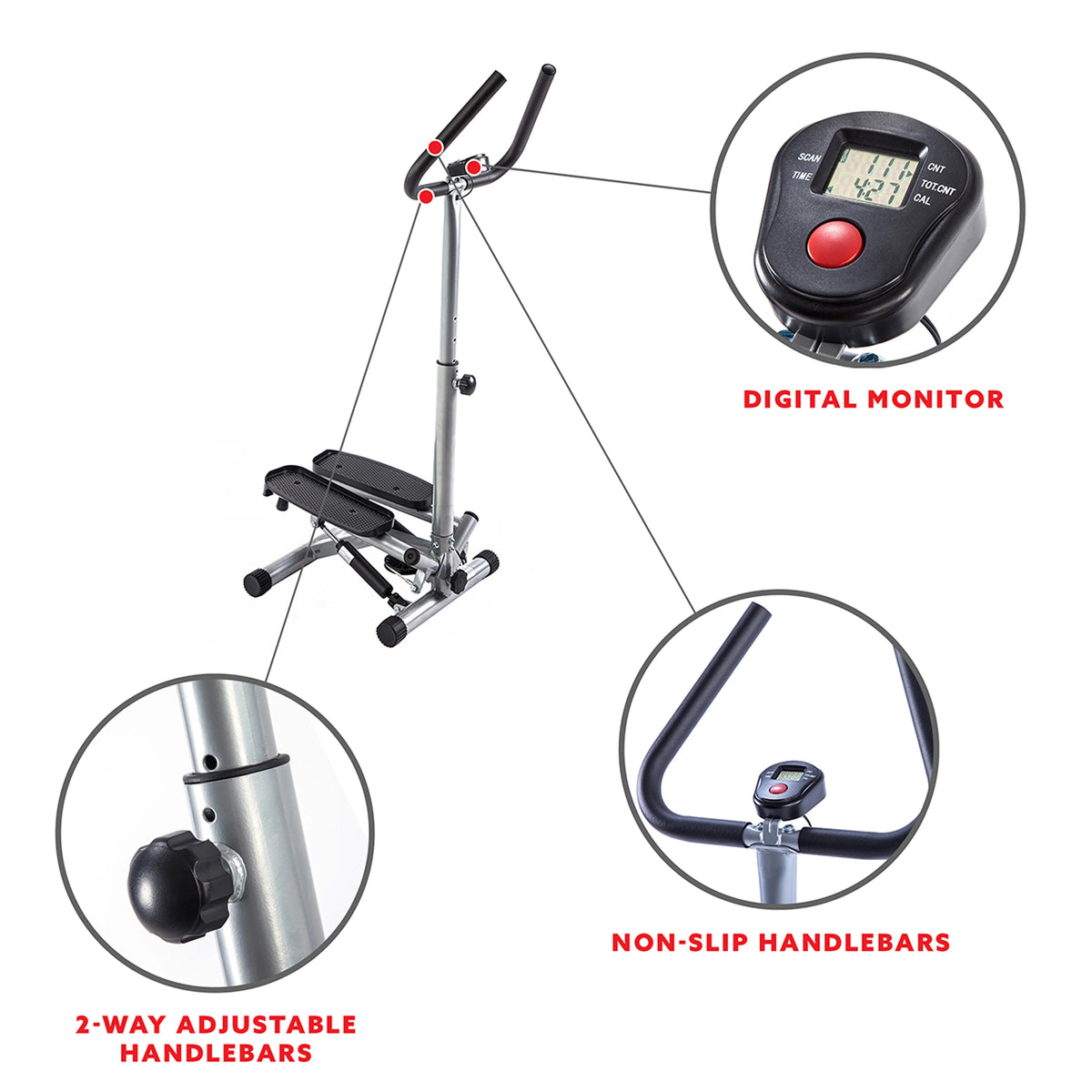 Stair Stepper Machine with Handlebar and LCD Monitor L530