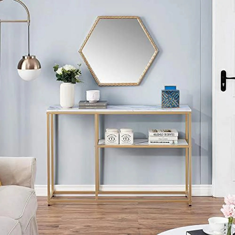 Narrow White Marble Console Table 47 inch M185