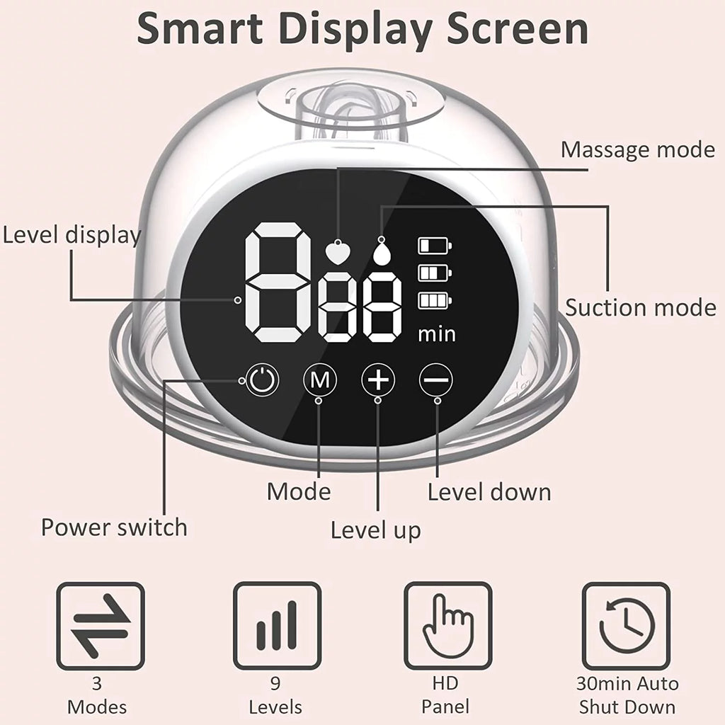 Wearable Portable Electric Breast Pump 3 Modes 9 Suction Levels White X10522