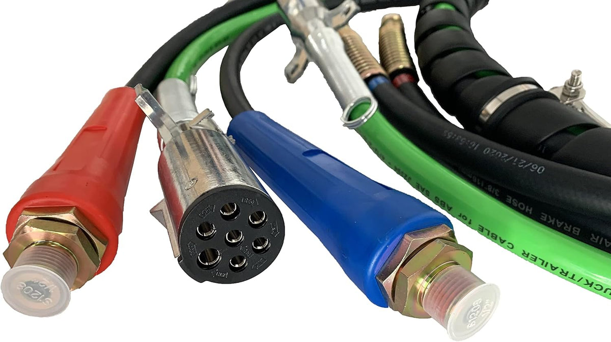 3 in 1 Wrap Air Power Brake Line 12 Ft 7 Way Copper Electrical Cable ABS Wire & Air Line Hose Assembly Heavy Duty Truck Tractor Trailer Parts T15284