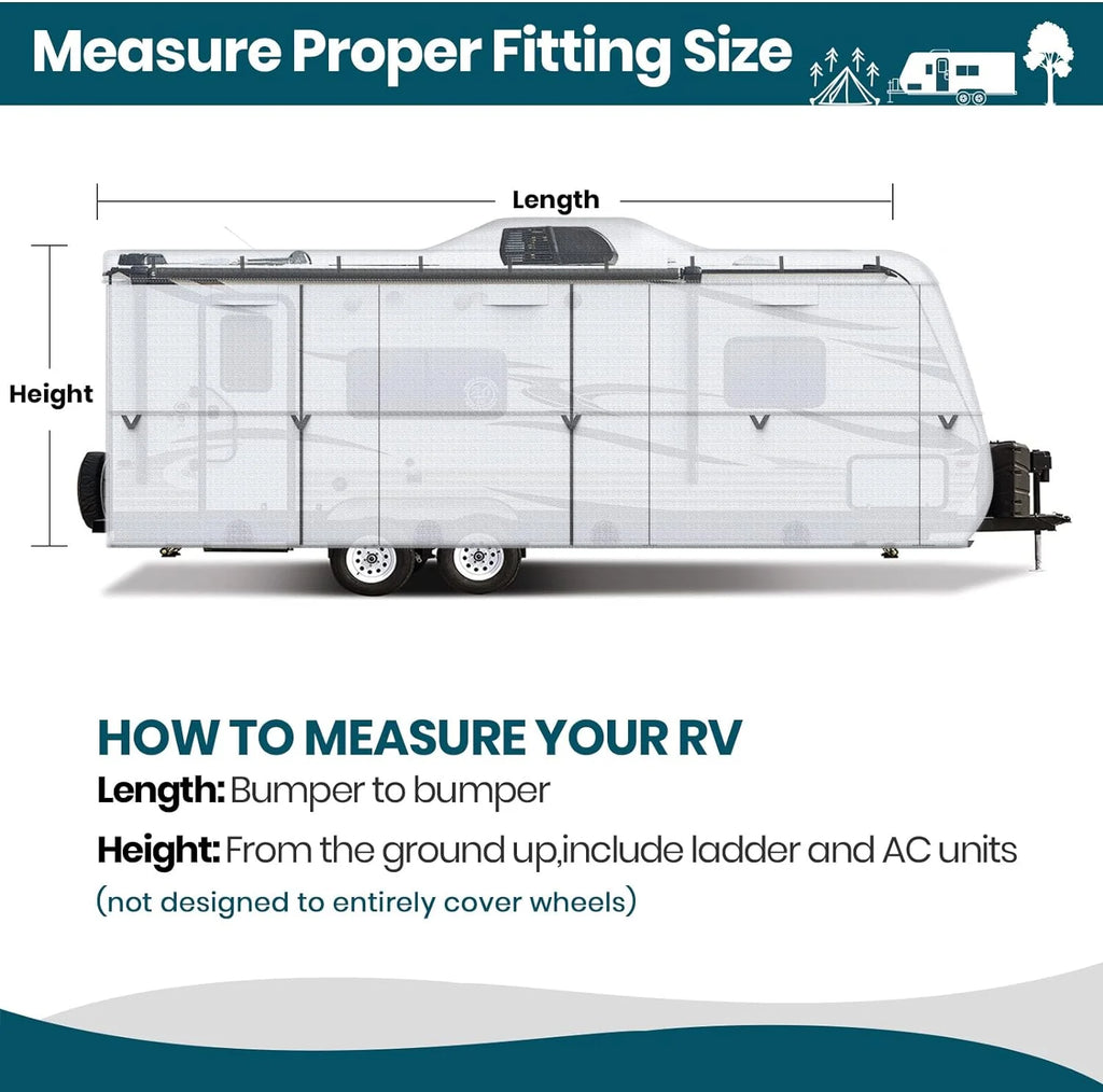 Ripstop Diamond Travel Trailer RV Cover with Adhesive Repair Patch (Fits 33' - 35') L305827
