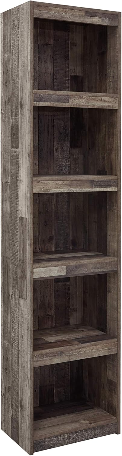 Rustic Entertainment Center Pier Bookcase with 3 Adjustable Shelves, Natural Brown I8303