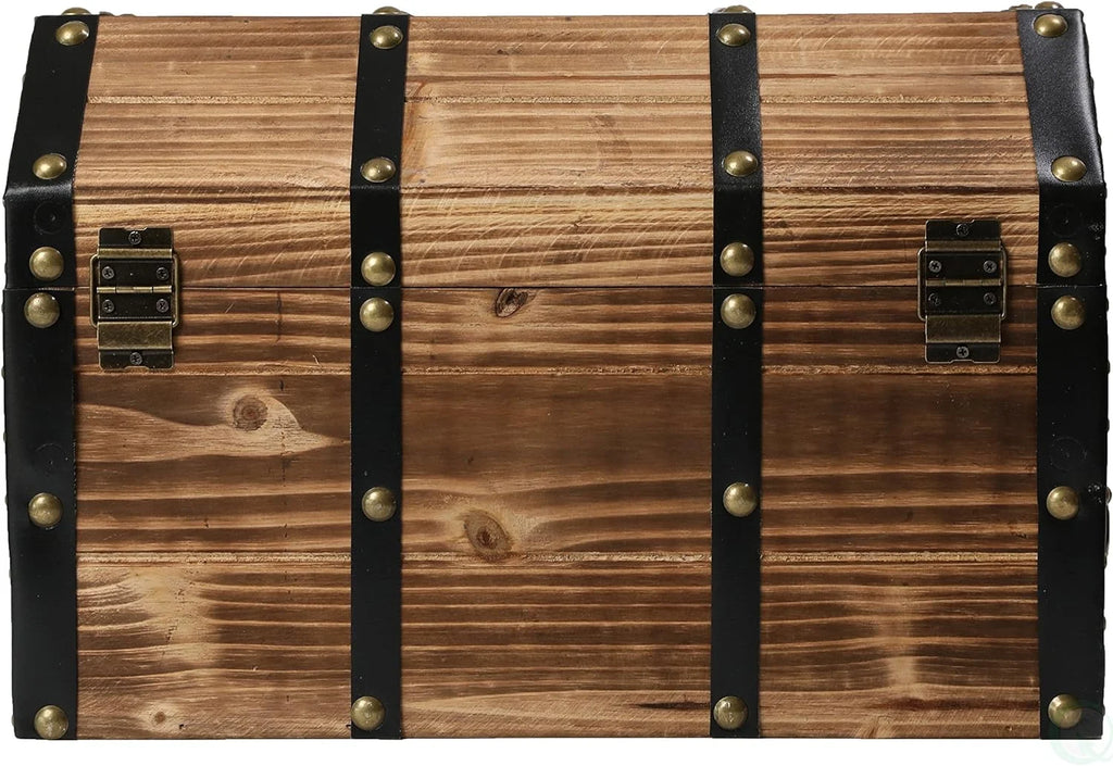 Large Wooden Lockable Trunk with Lion Rings W874543