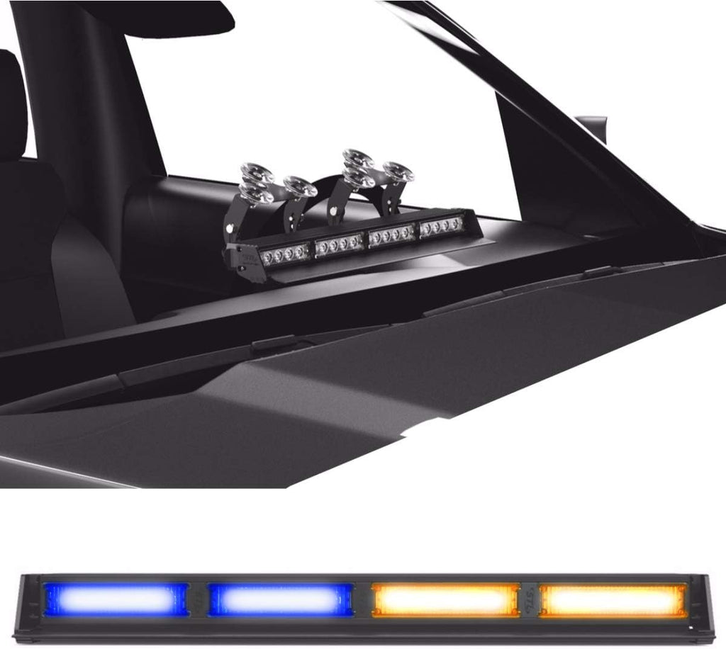Blue/Blue 4 Head LED Strobe Light Bar with Cigarette Lighter Plug T704