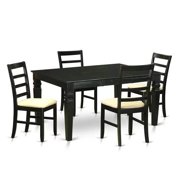 Black 5 Piece Microfiber Kitchen Table Set P649