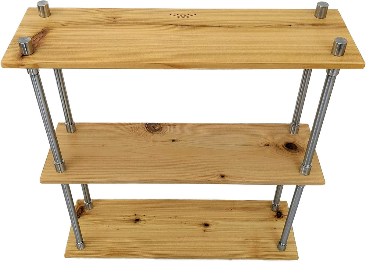 Solid Cedar Wood Stainless Steel Metal Bookcase 24 Inch Wide S573707