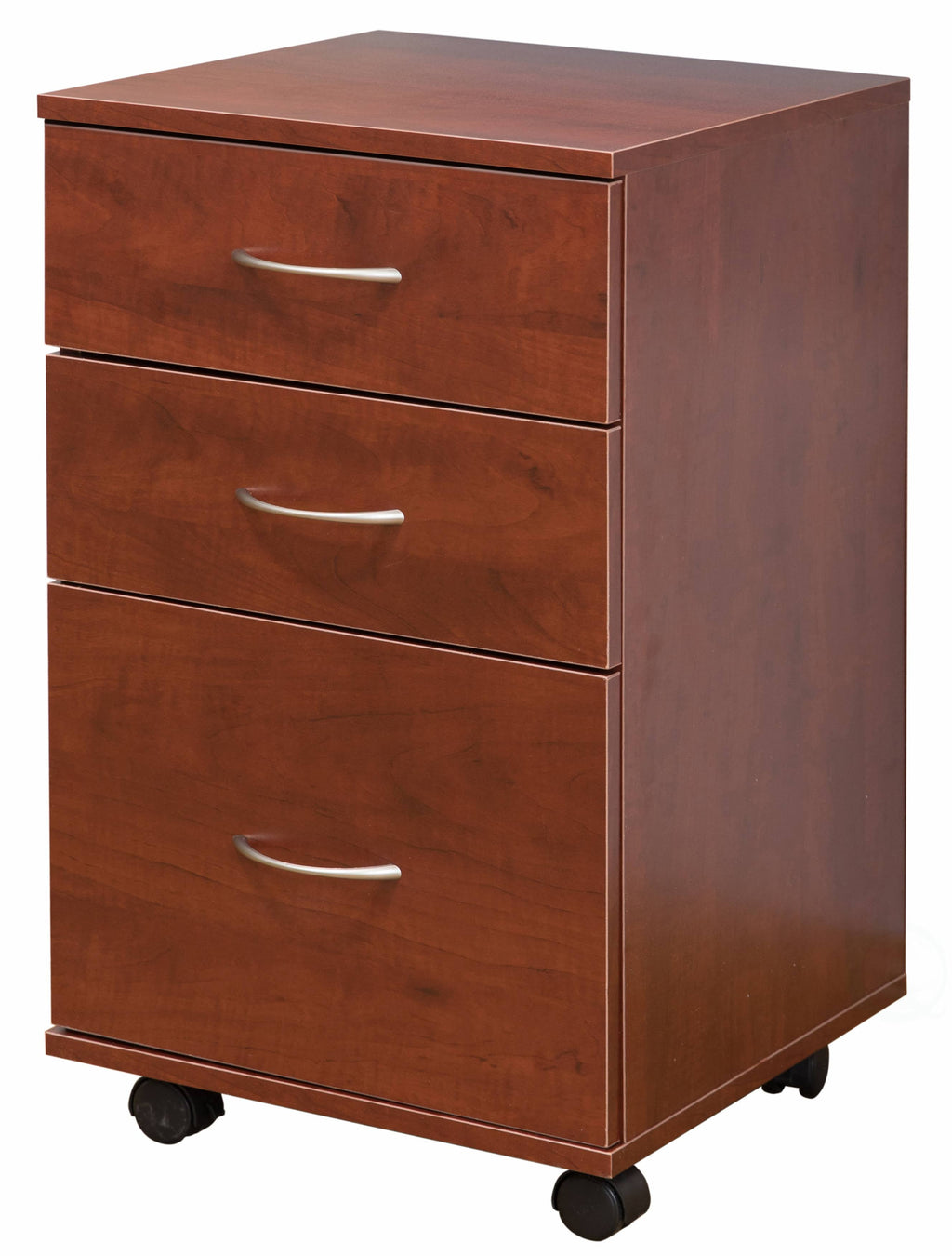 Cherry 3 Drawer File Cabinet with Rolling Casters N2805