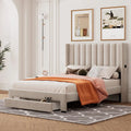 Full Size Upholstered Platform Bed Frame with Storage Drawer F9629