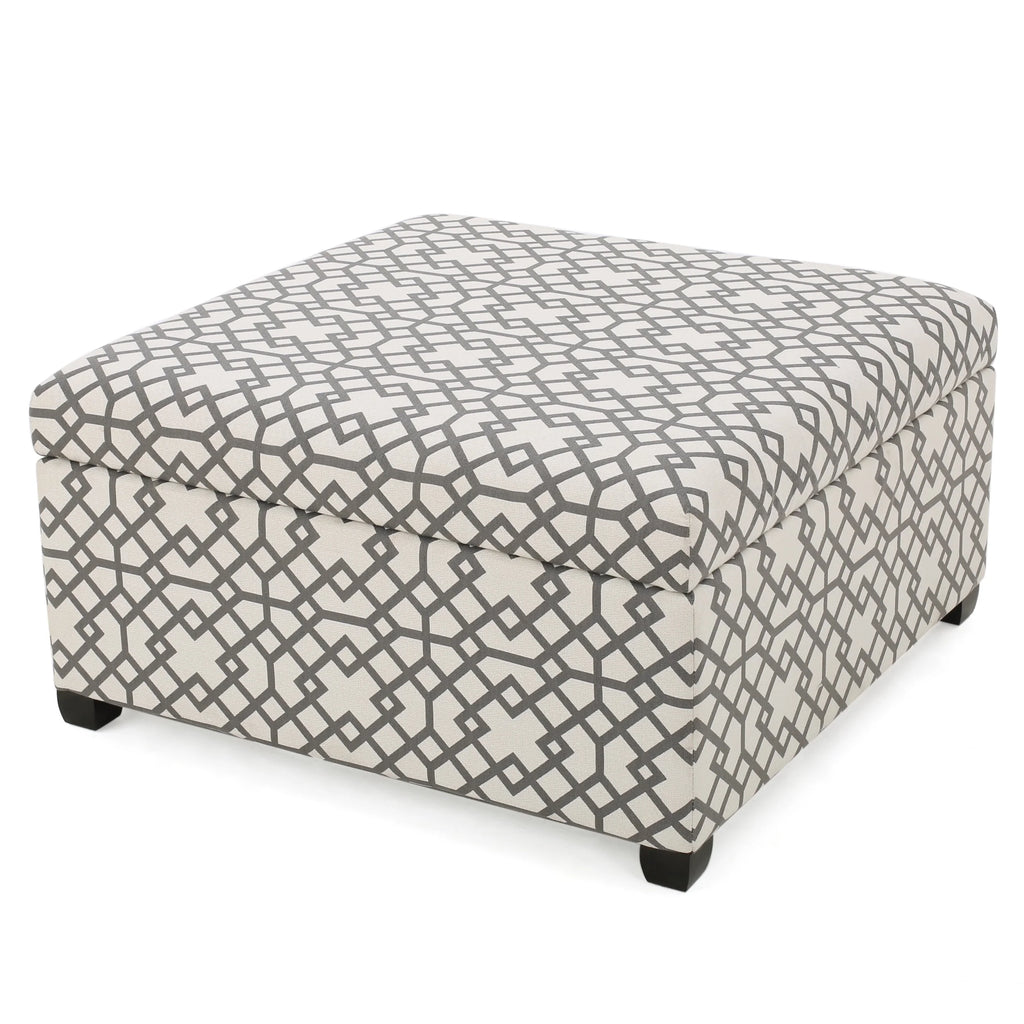 Grey Fabric Storage Ottoman V5509