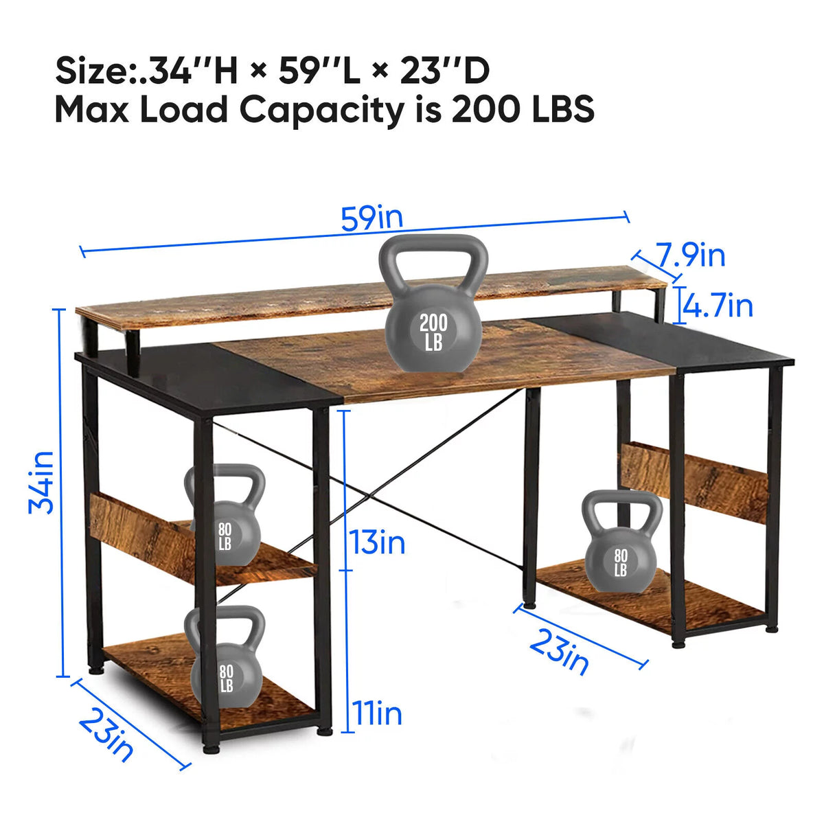 Computer Desk with Monitor Stand & Shelves Z547